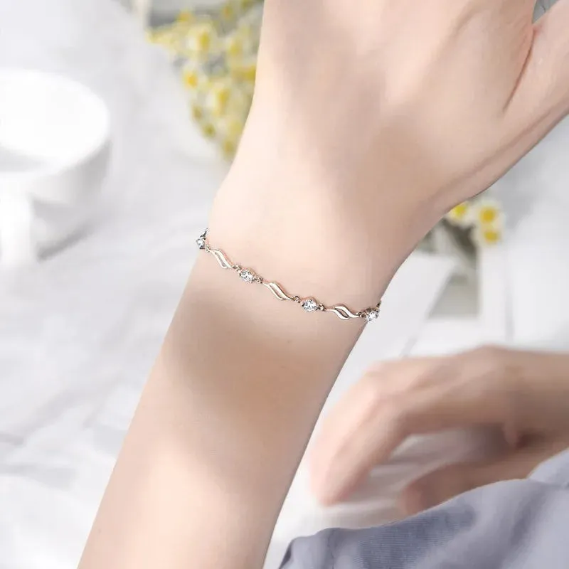 Fancy Crystal Pendant 925 Sterling Silver Bracelets for Women Adjustable Luxury Jewelry Accessories