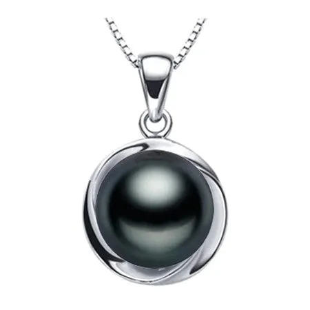 Fashion 925 sterling silver black pearl pendant necklace for women Elegant freshwater pearl jewelry AAAA high quality