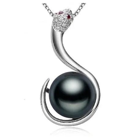Fashion 925 sterling silver black pearl pendant necklace for women Elegant freshwater pearl jewelry AAAA high quality