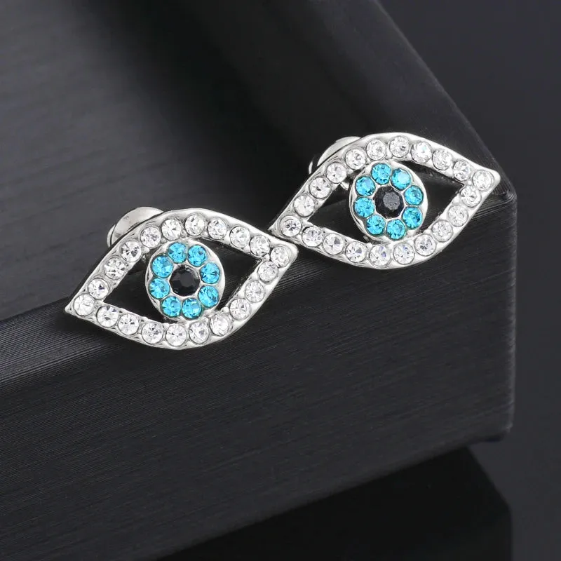 Fashion Charm Luck Turkey Blue Evil Eye Blue Rhinestone Eye Choker Necklace For Women