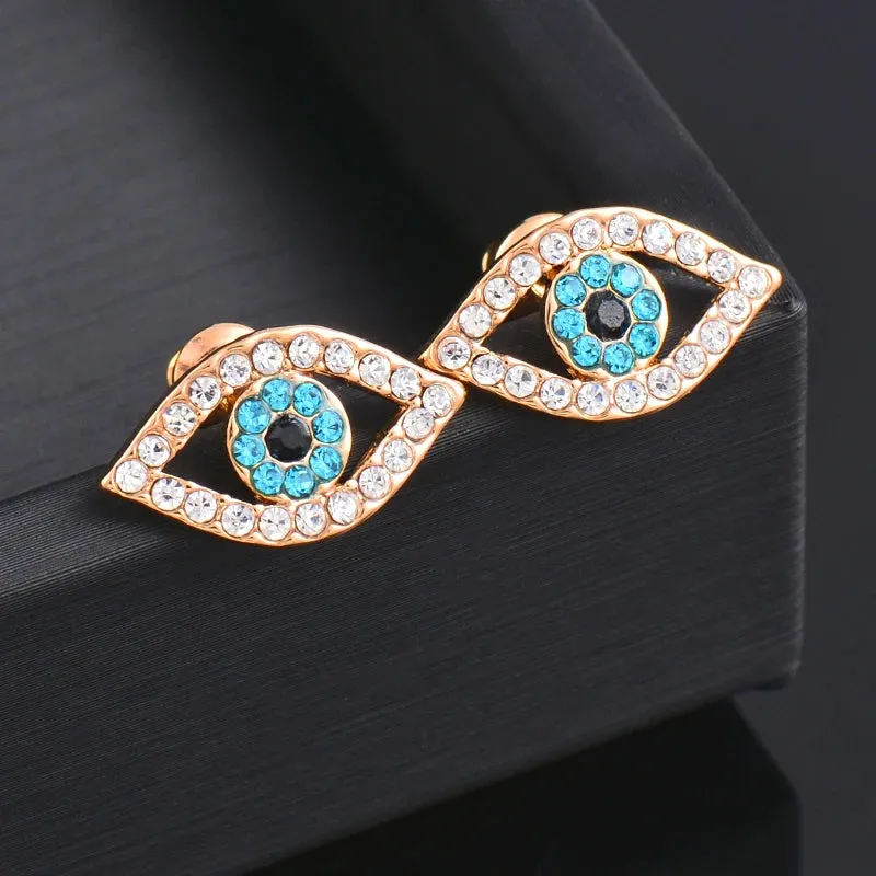 Fashion Charm Luck Turkey Blue Evil Eye Blue Rhinestone Eye Choker Necklace For Women