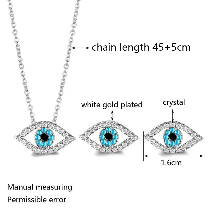 Fashion Charm Luck Turkey Blue Evil Eye Blue Rhinestone Eye Choker Necklace For Women