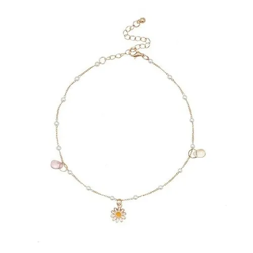 Fashion Daisy Necklace For Women Pendant Pearl Necklaces Jewelry Neck