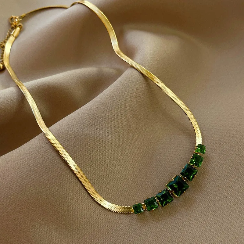 Fashion Upscale Jewelry Embedded Zircon Charms Snake Chain Choker Necklaces Pendants For Women