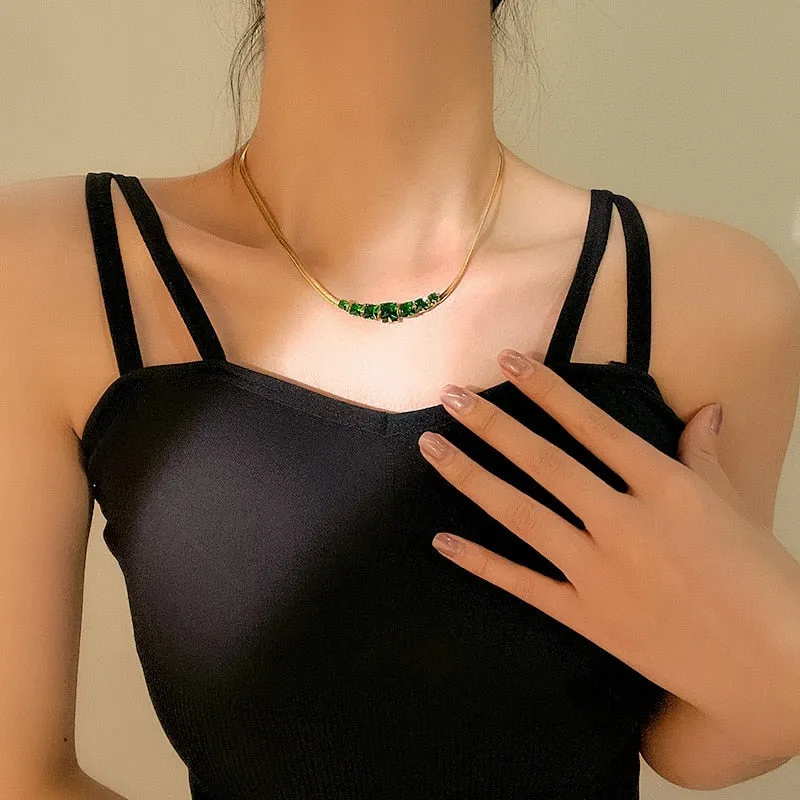 Fashion Upscale Jewelry Embedded Zircon Charms Snake Chain Choker Necklaces Pendants For Women