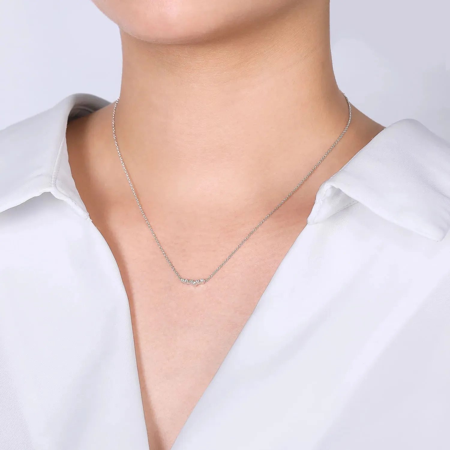 Gabriel & Co. Fashion 14k White Gold Diamond Constellation Bar Necklace