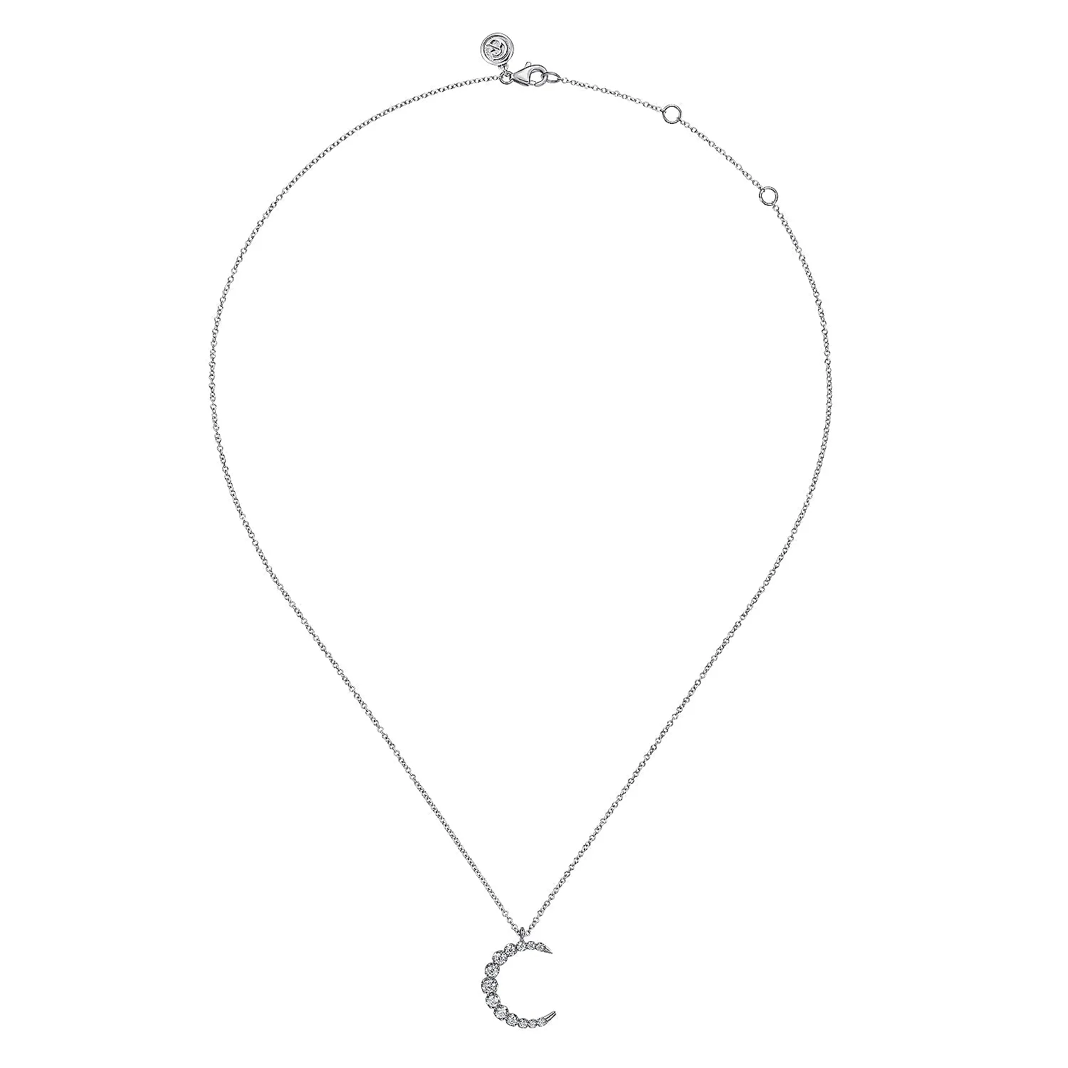 Gabriel & Co. White Gold Diamond Crescent Moon Pendant