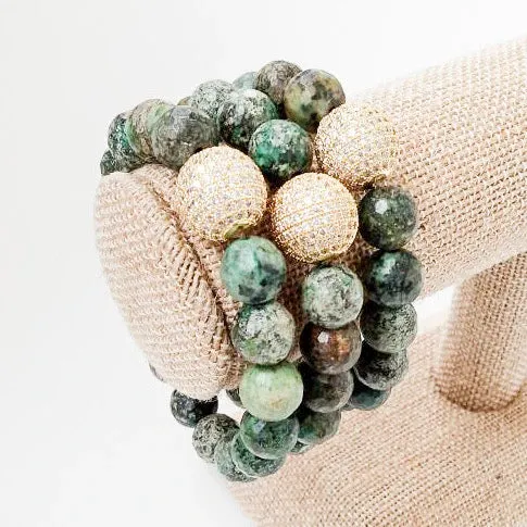 Genuine Stone with Pave Ball Bracelet