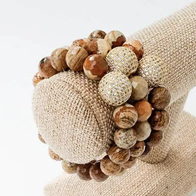 Genuine Stone with Pave Ball Bracelet