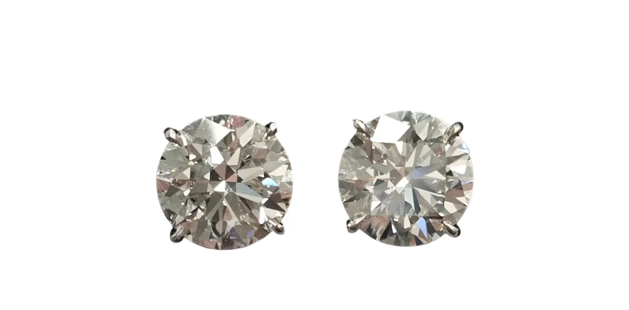 Georgina 8 Carat Round Brilliant Cut Diamond Stud Earrings in 14k White Gold GIA