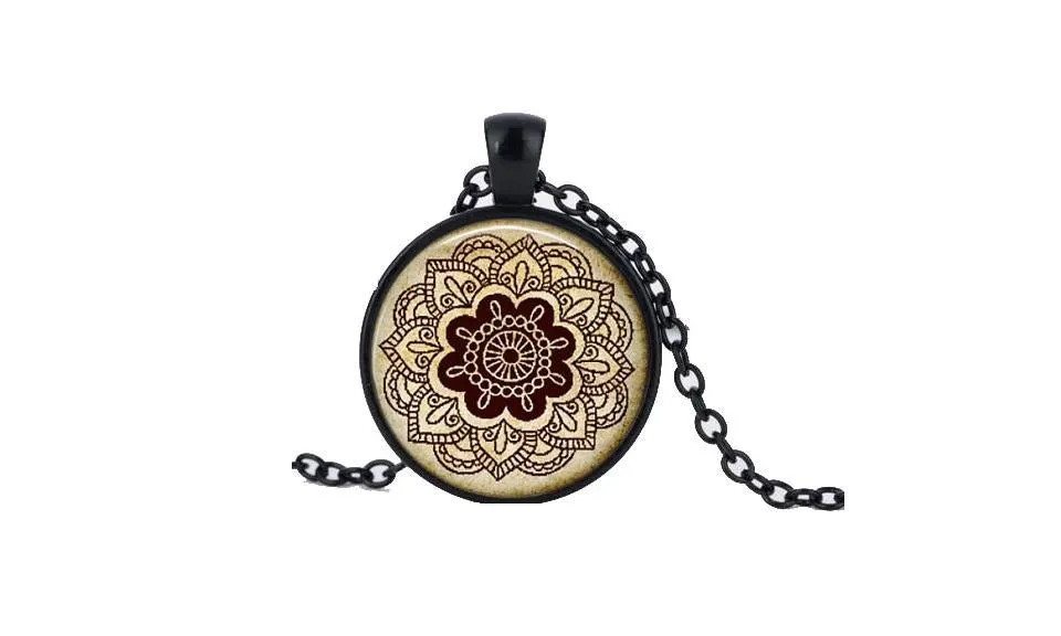 Glass Cabochon Yoga Pendant Necklaces For Women