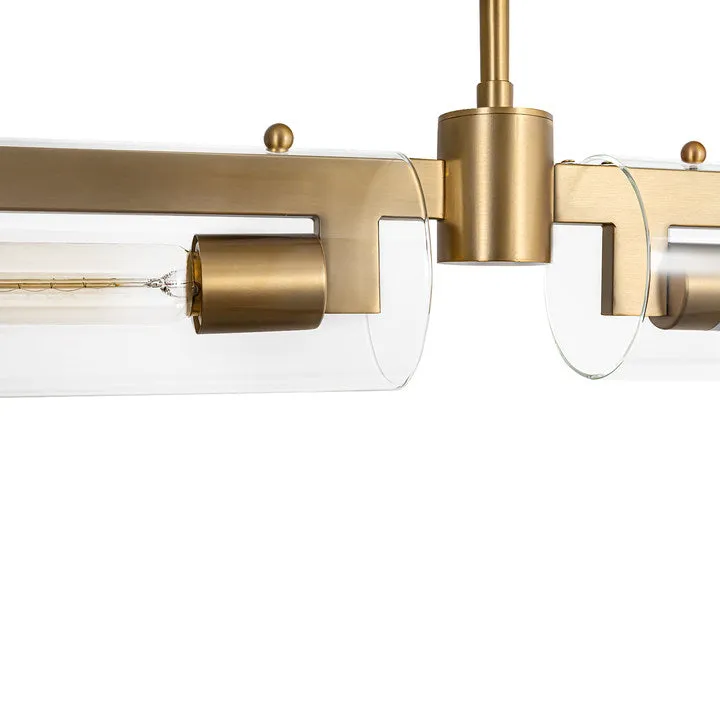 Glowlings 4-Light 49‘’Wide Modern Brushed Gold Clear Glass Linear Hanging Pendant Island Light