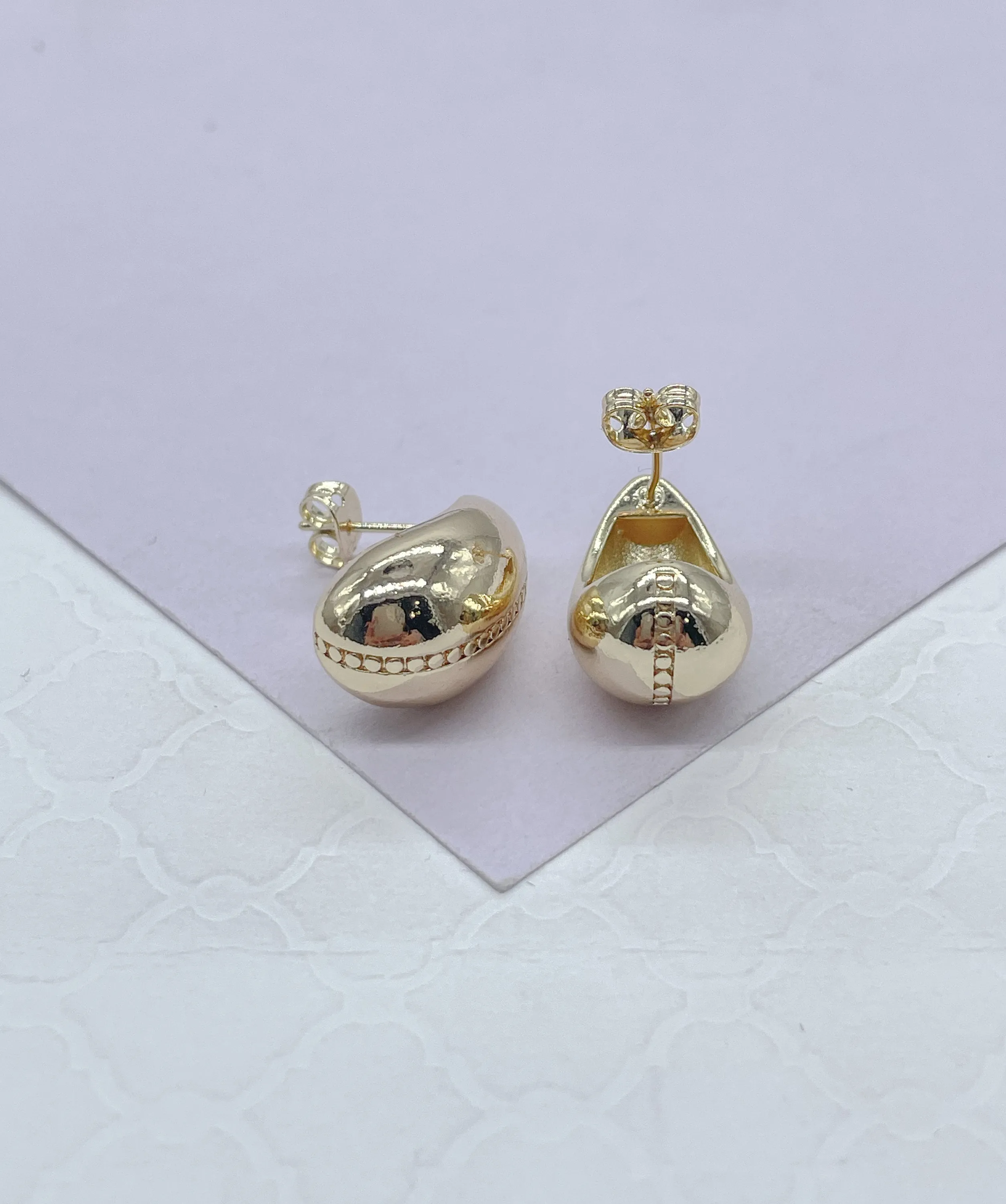 Gorgeous 18k Gold Filled Plain Casted Tear Drop Stud Earrings Dainty  Jewelry