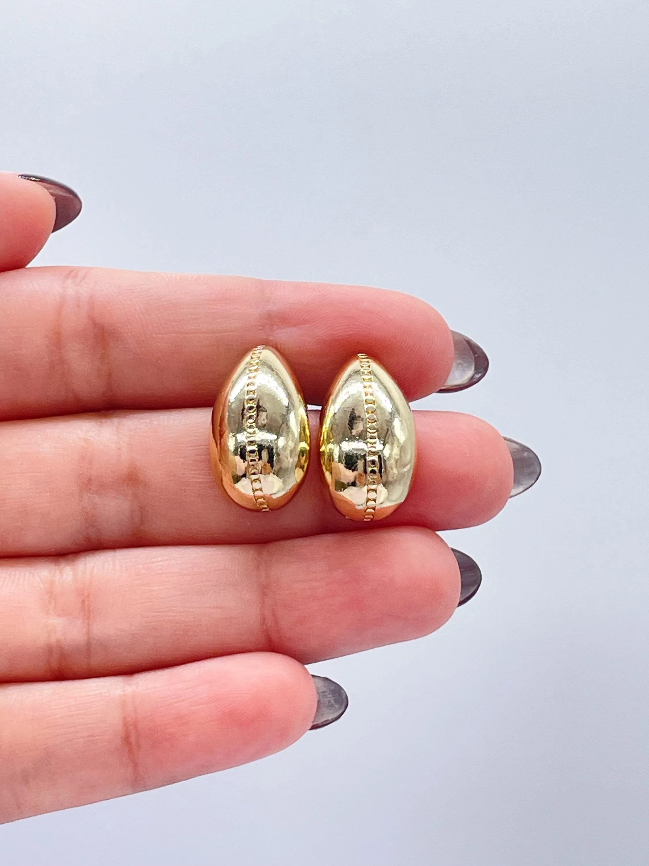 Gorgeous 18k Gold Filled Plain Casted Tear Drop Stud Earrings Dainty  Jewelry
