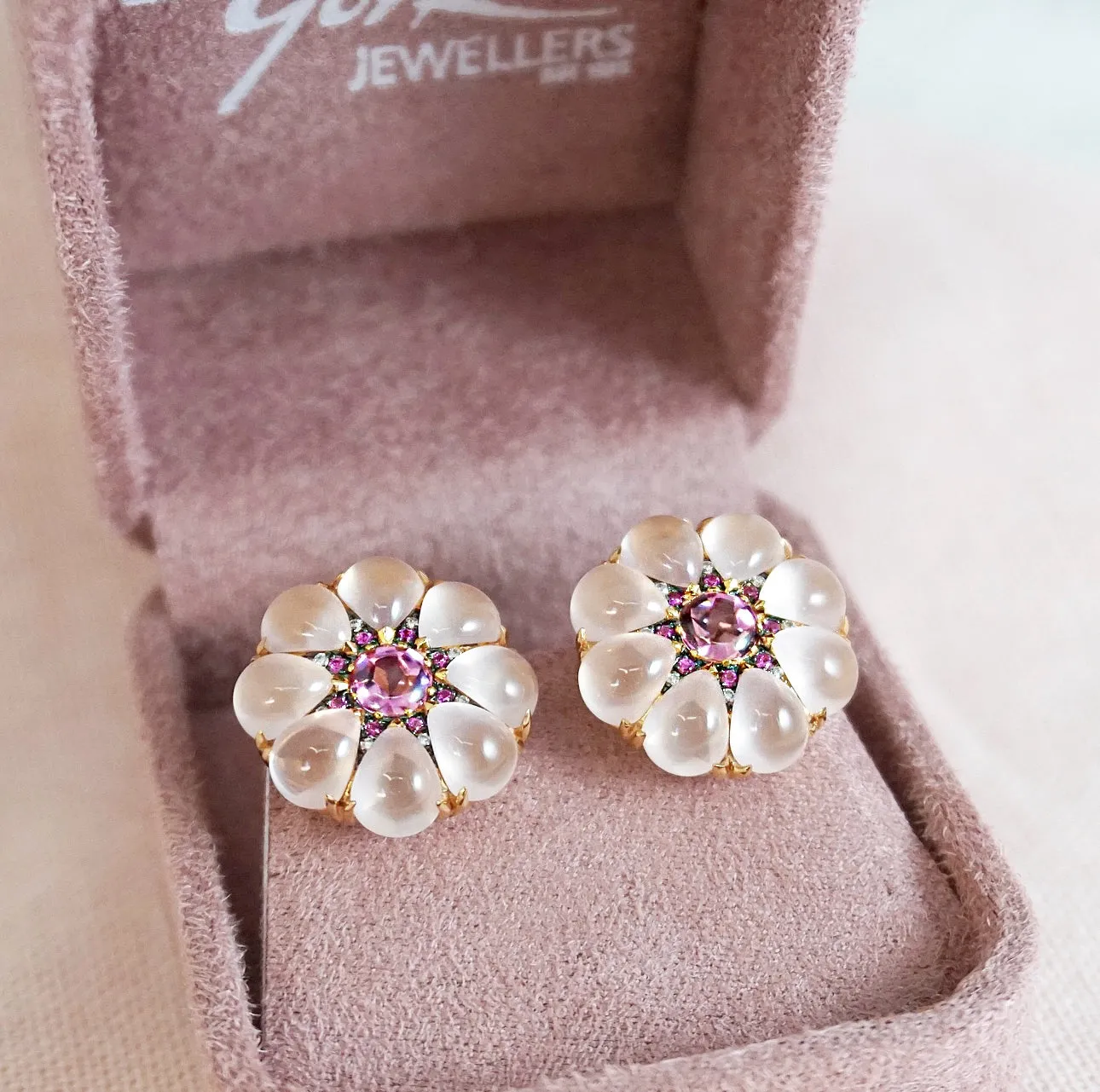 'Grande Roue' Rose Quartz, Pink Sapphire & Pink Tourmaline Earrings
