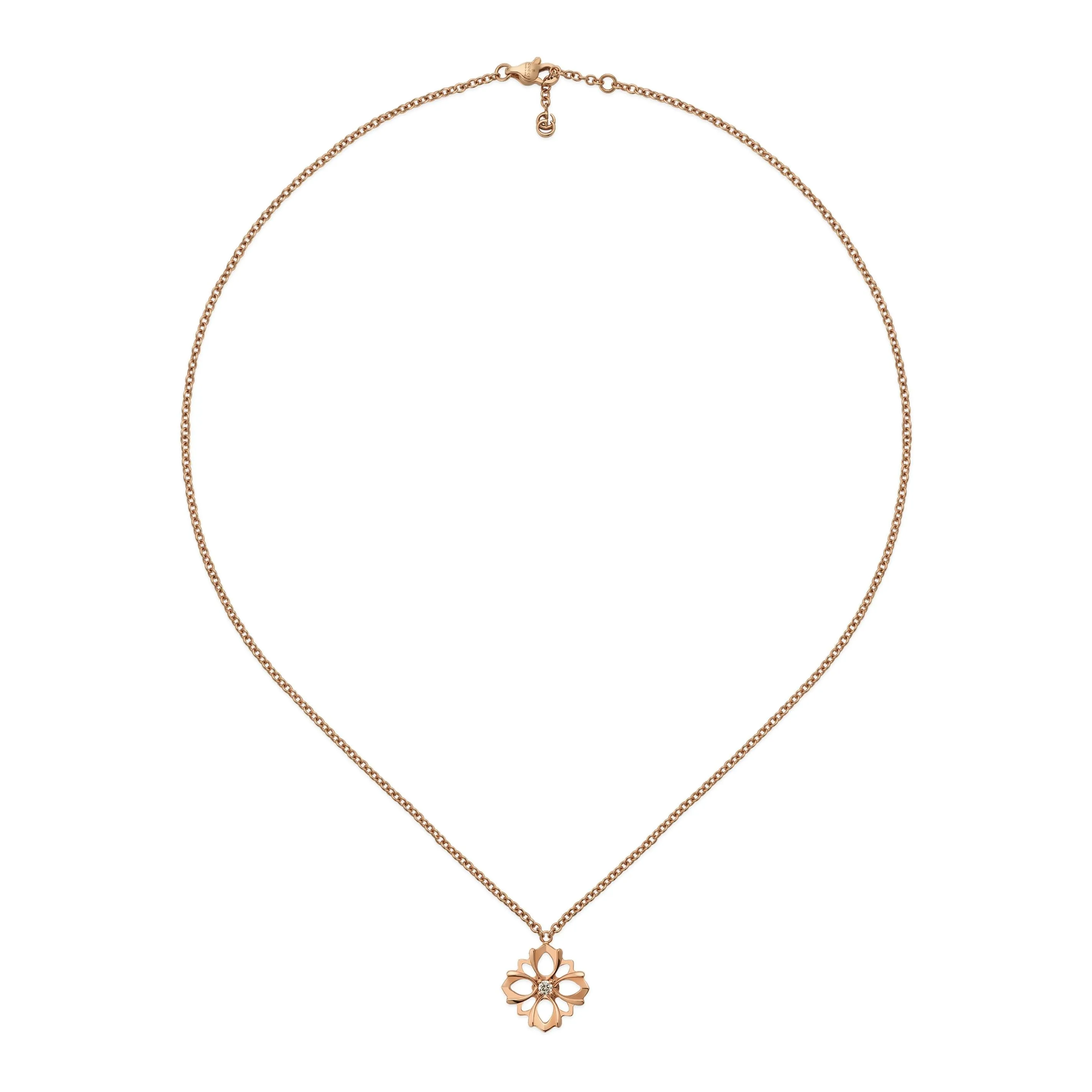 Gucci Flora 18ct Rose Gold Diamond Chain Necklace