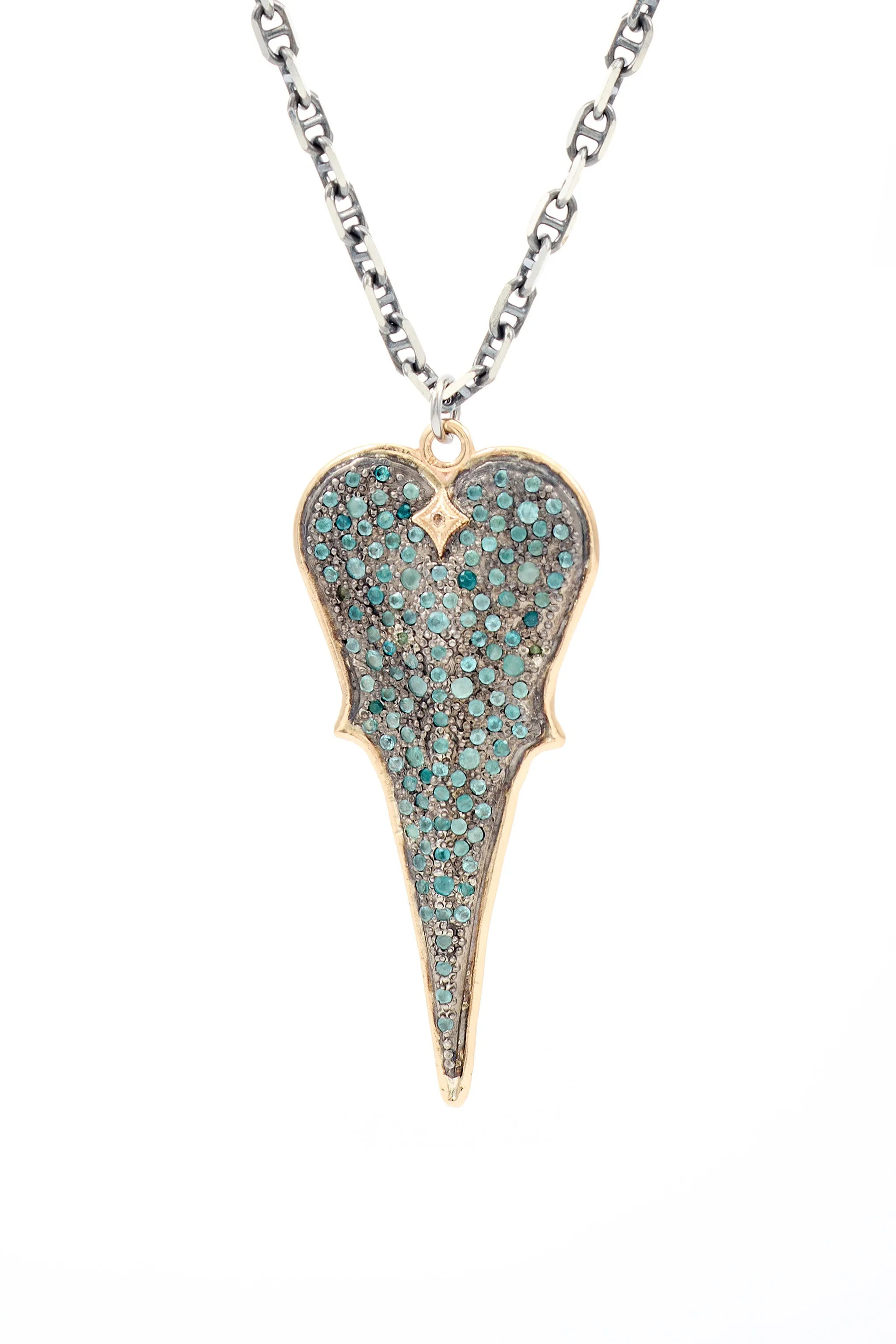 Heart Necklace with Champagne Diamonds and Grandidierite