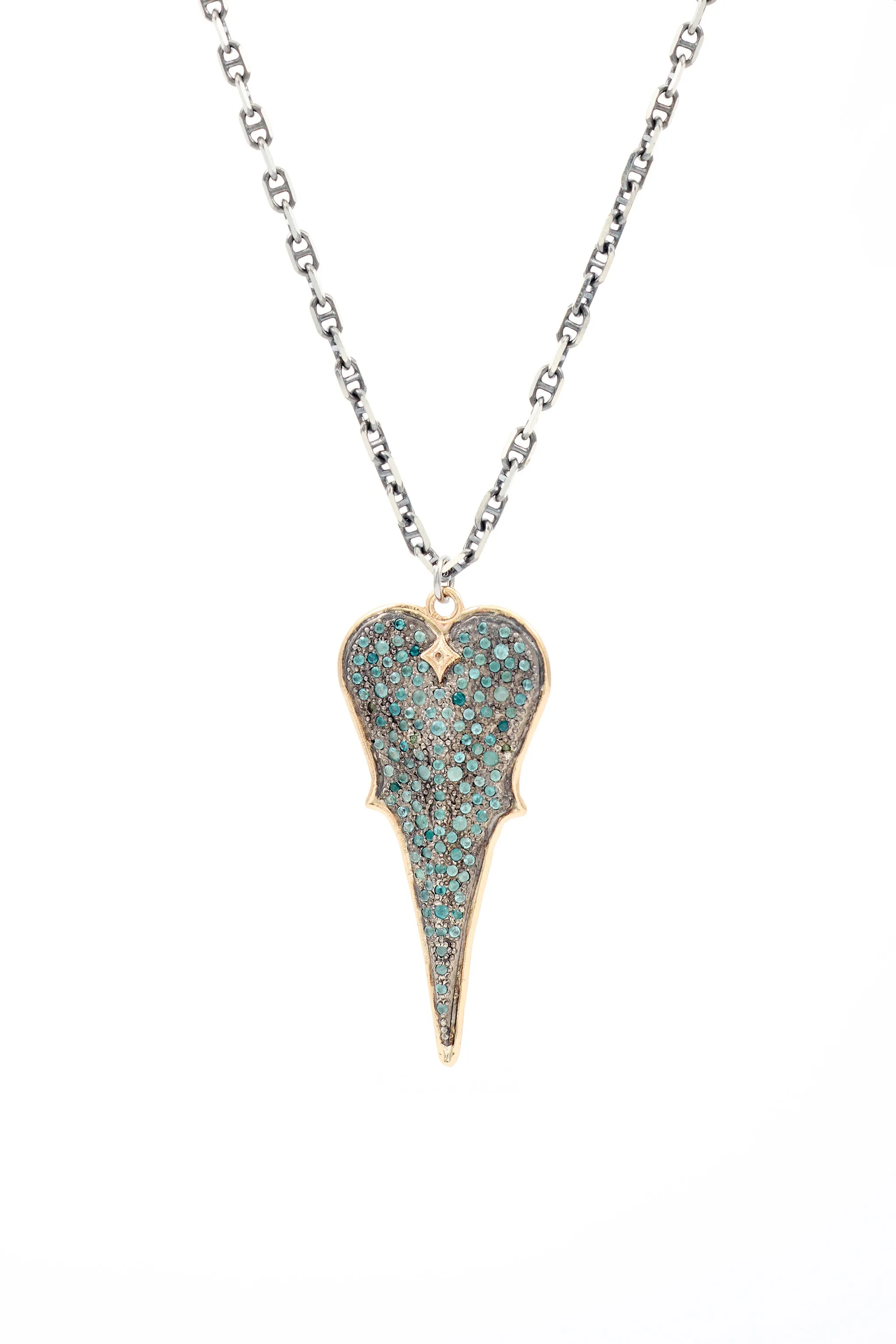 Heart Necklace with Champagne Diamonds and Grandidierite