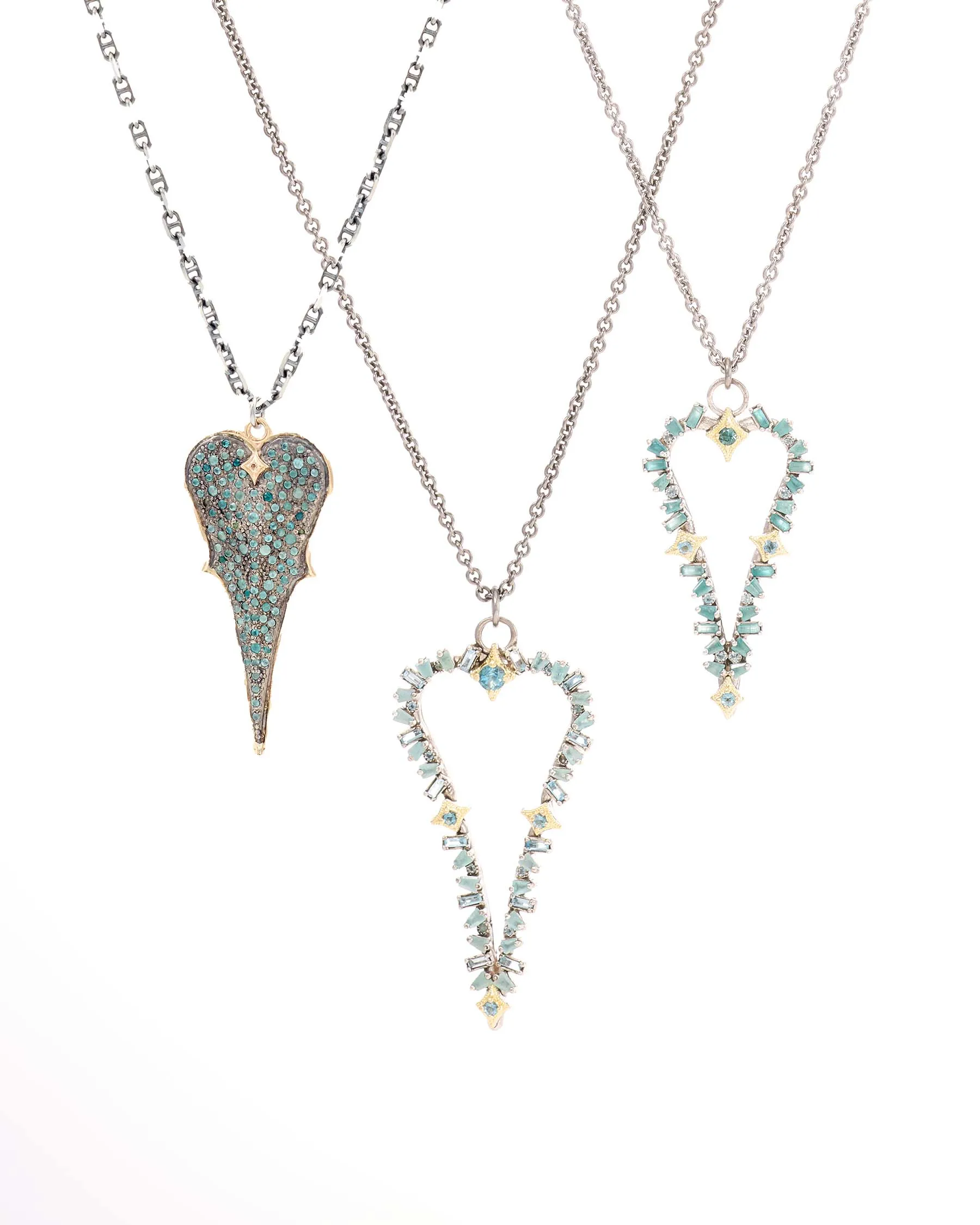 Heart Necklace with Champagne Diamonds and Grandidierite