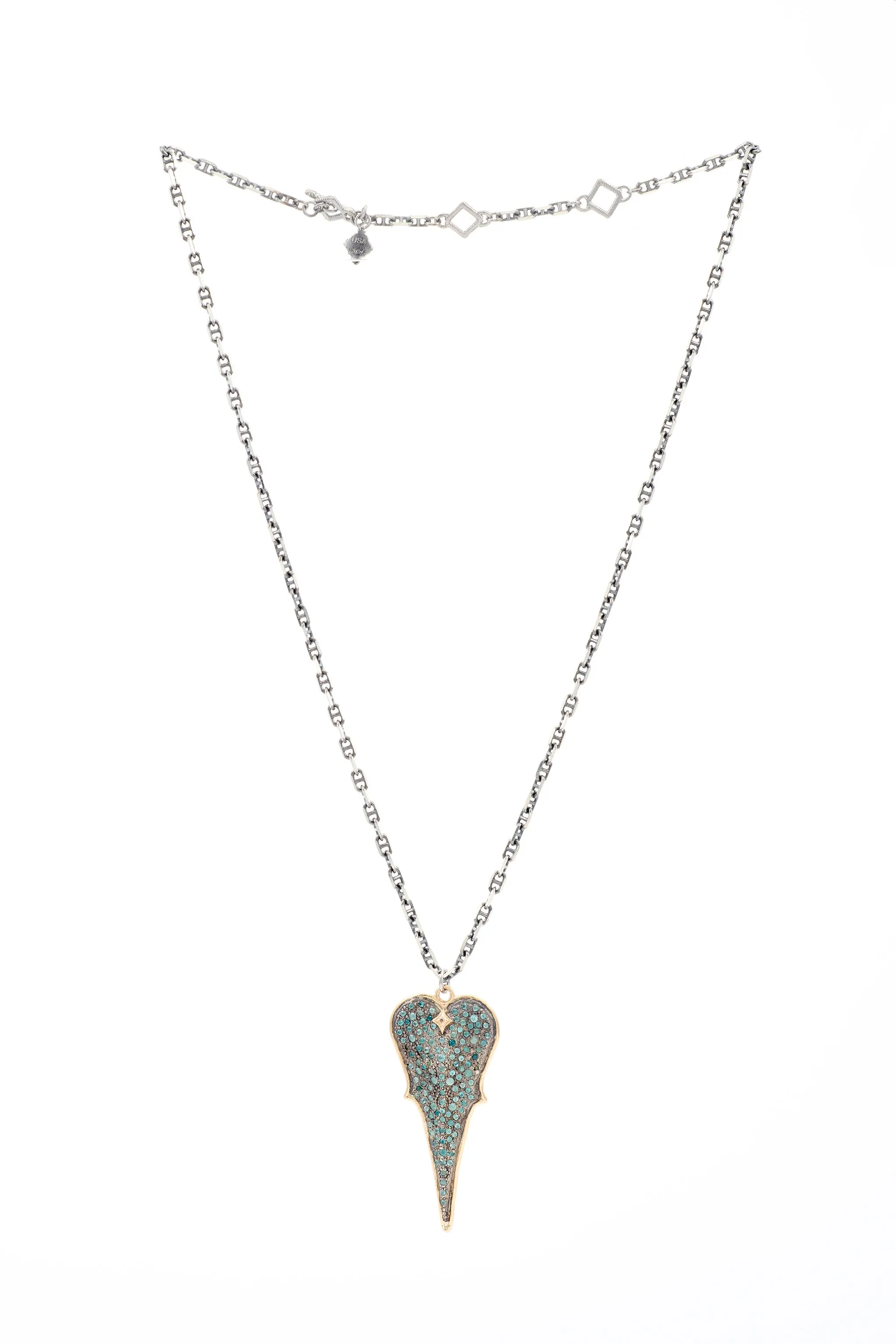 Heart Necklace with Champagne Diamonds and Grandidierite