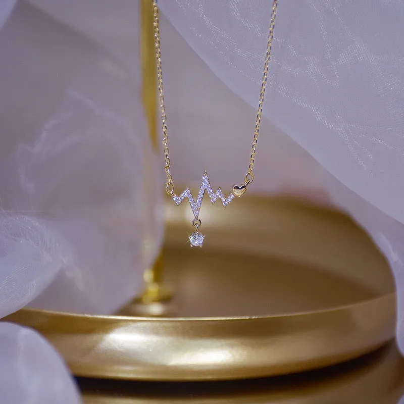 Heart Signature Zircon Necklace For Women