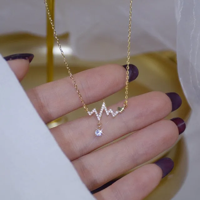 Heart Signature Zircon Necklace For Women