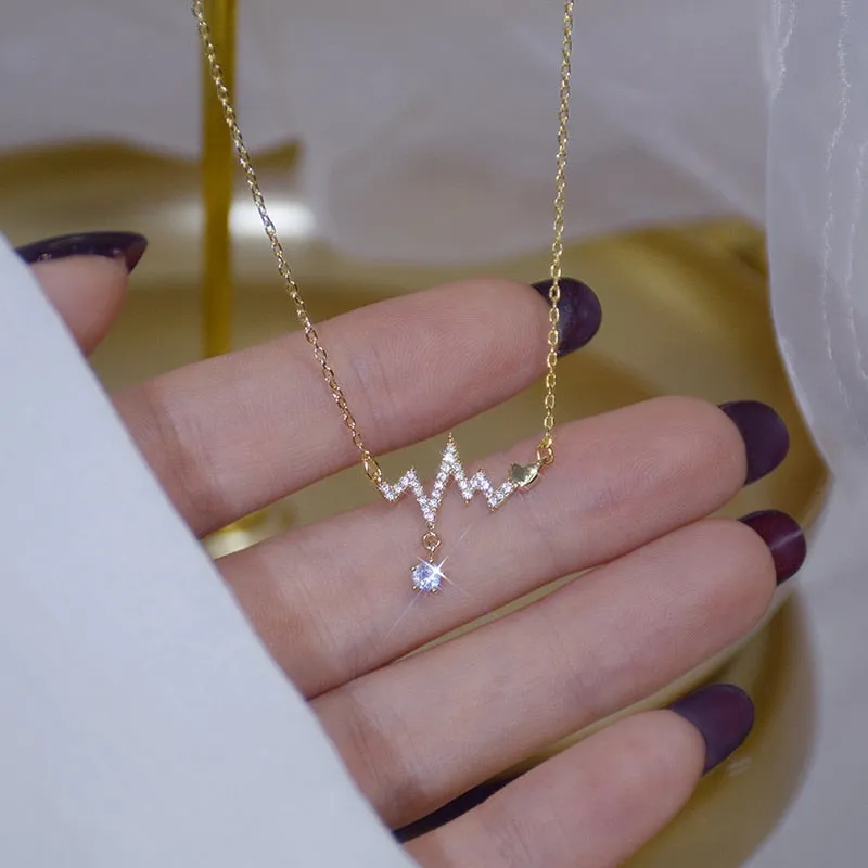 Heart Signature Zircon Necklace For Women