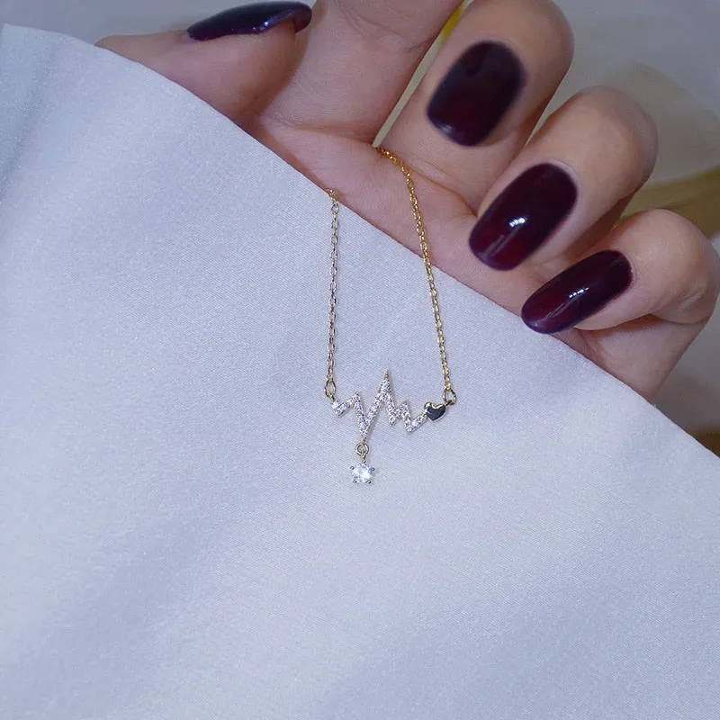 Heart Signature Zircon Necklace For Women