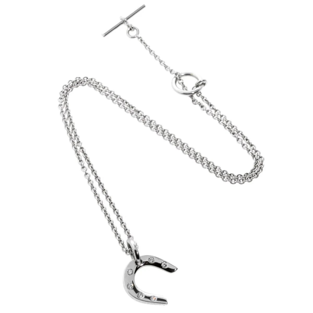 Hermes Horseshoe White Gold Diamond Necklace