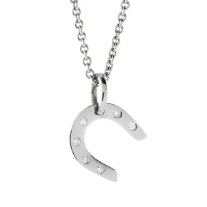 Hermes Horseshoe White Gold Diamond Necklace