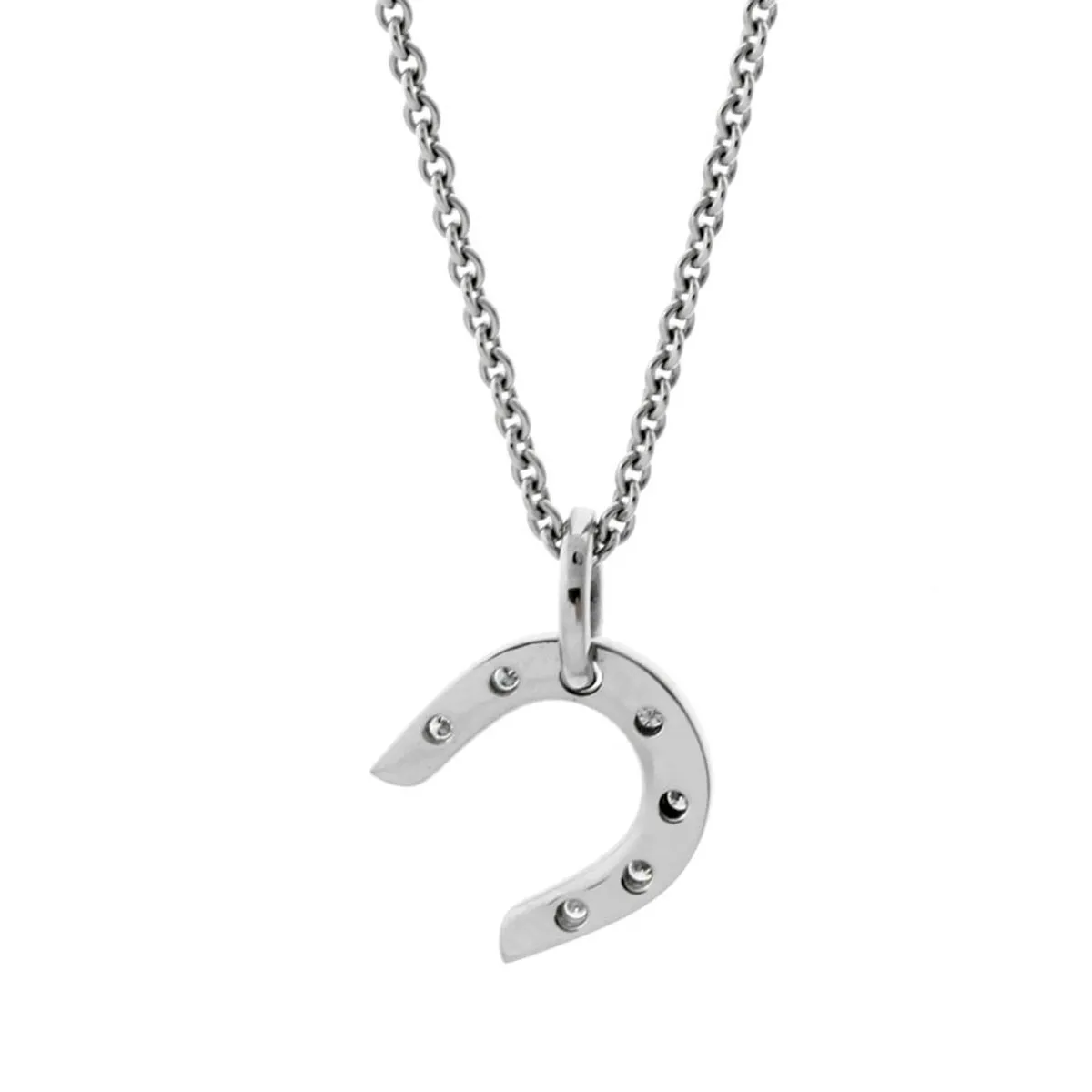 Hermes Horseshoe White Gold Diamond Necklace
