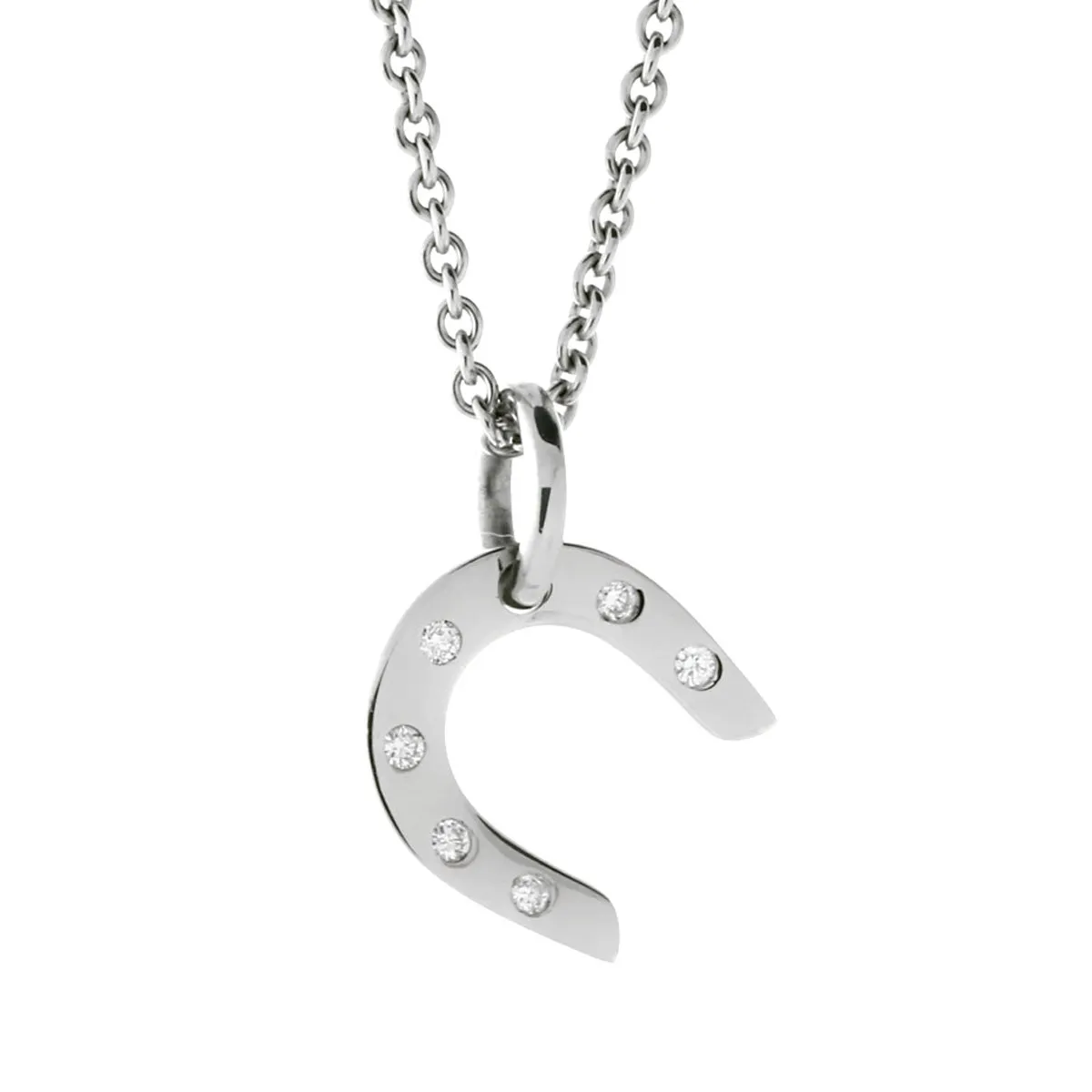 Hermes Horseshoe White Gold Diamond Necklace