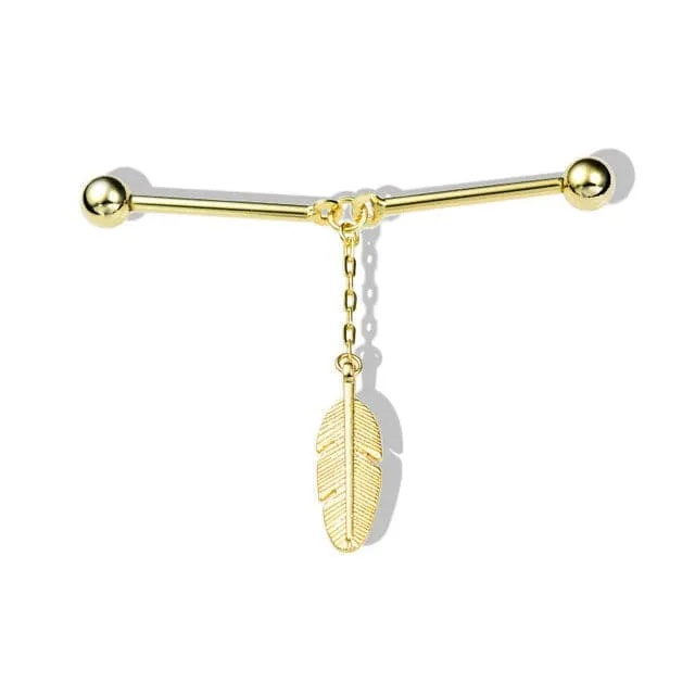 High End British Style Shirt Collar Needle  Metal Leaves Brooch Lapel Pin Simple Women and Men