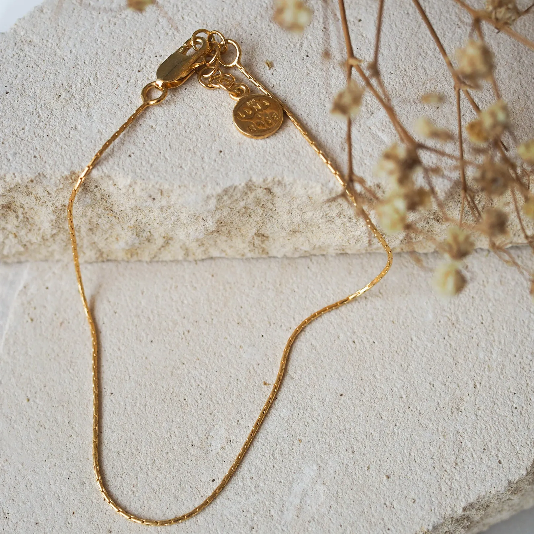 High Line Fine Chain Anklet - Gold