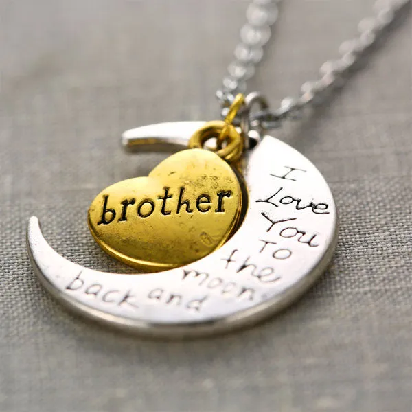 I Love You To The Moon And Back Family Pendant Necklace Choker Chain Daughter Mom Sister