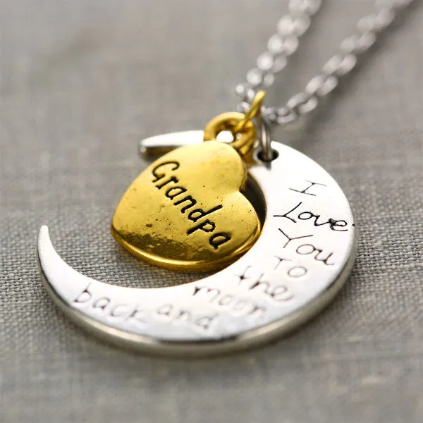I Love You To The Moon And Back Family Pendant Necklace Choker Chain Daughter Mom Sister