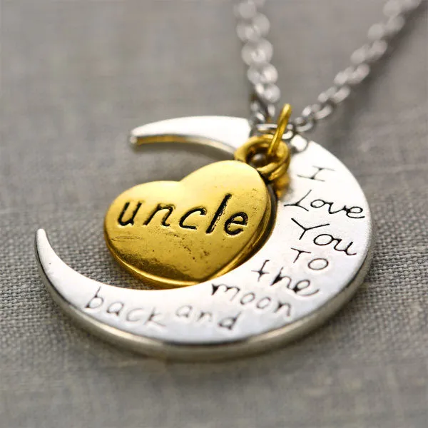 I Love You To The Moon And Back Family Pendant Necklace Choker Chain Daughter Mom Sister