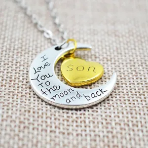 I Love You To The Moon And Back Family Pendant Necklace Choker Chain Daughter Mom Sister