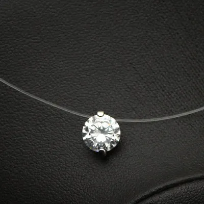 Invisible Line Colorful Zircon Choker Necklace Women New Fashion Jewelry Cute Gift Whie Pink Blue