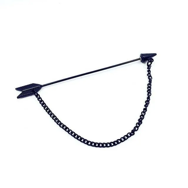 Jewelry Pin Chain Black Bow Brooch Gold Lapel Pins