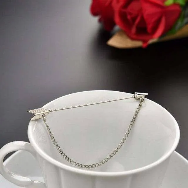 Jewelry Pin Chain Black Bow Brooch Gold Lapel Pins