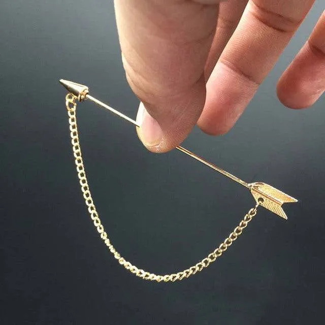 Jewelry Pin Chain Black Bow Brooch Gold Lapel Pins