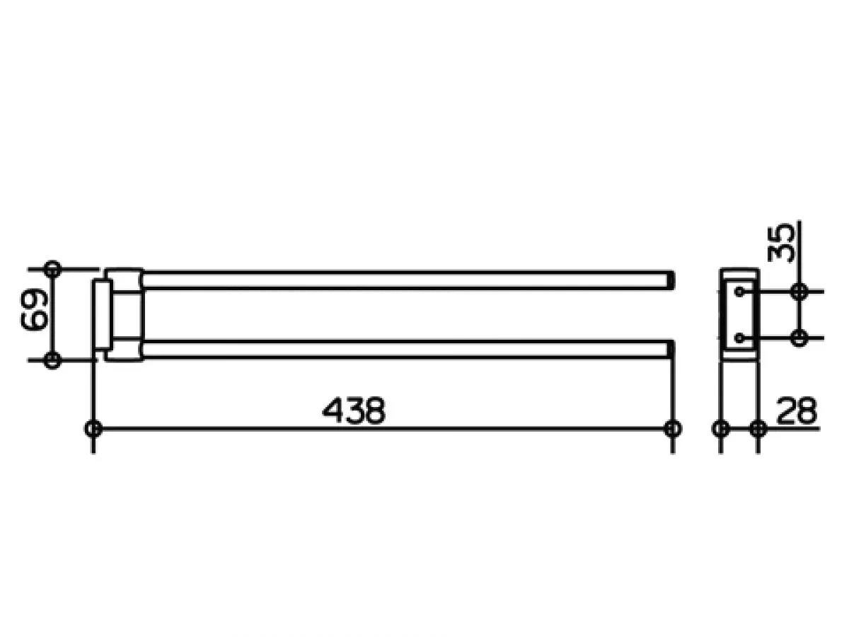 Keuco Plan 2 Arm Towel Rail