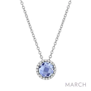 Lafonn Simulated Aquamarine March Birthstone Halo Necklace