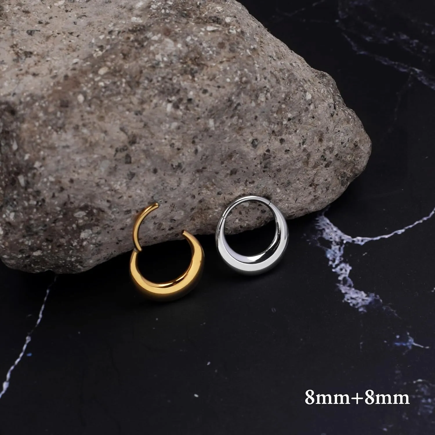 LEE&RO Chunky Septum Ring 16G Jewelry Surgical Steel Septum Piercing Clicker Hoop Nose Ring