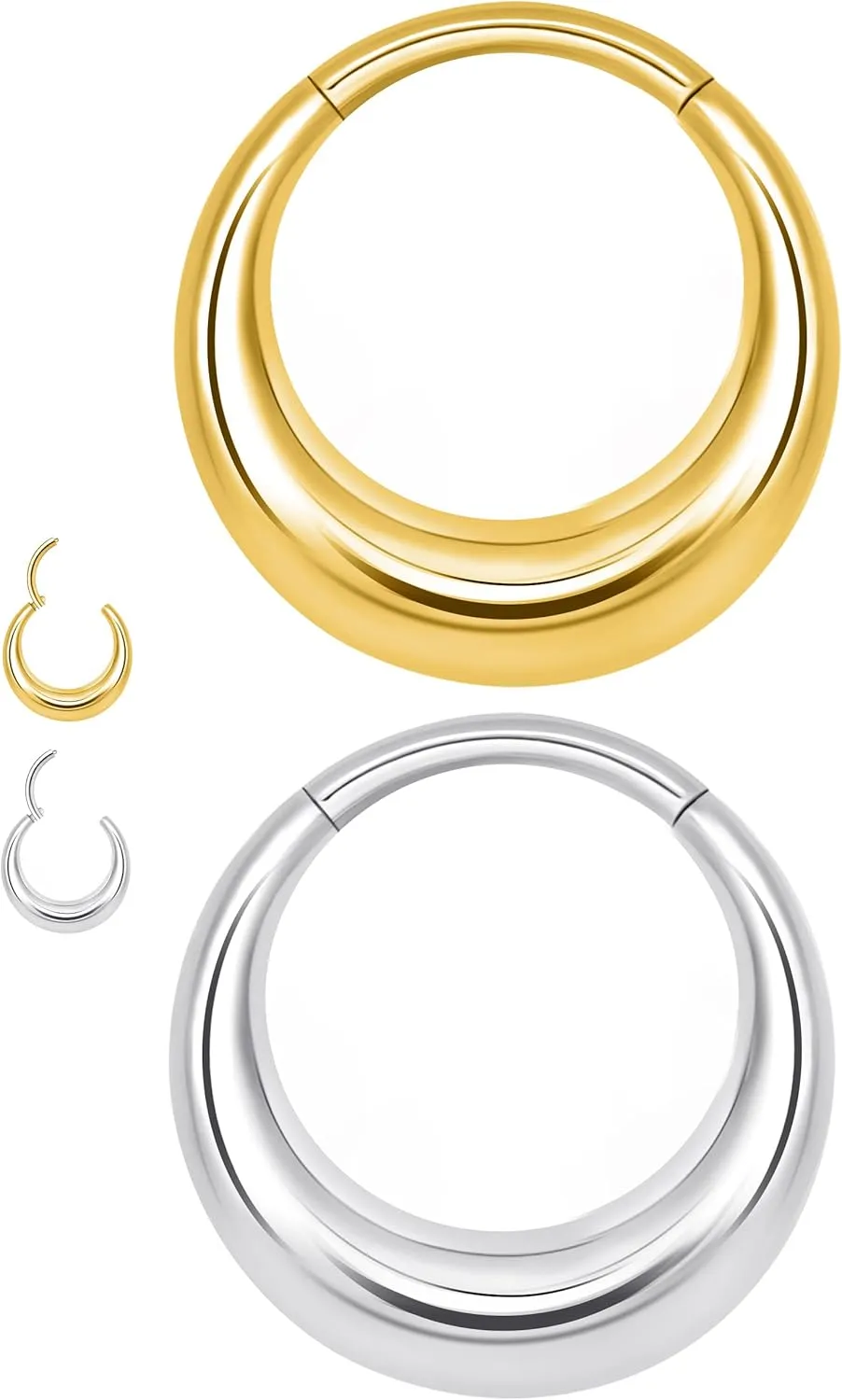 LEE&RO Chunky Septum Ring 16G Jewelry Surgical Steel Septum Piercing Clicker Hoop Nose Ring