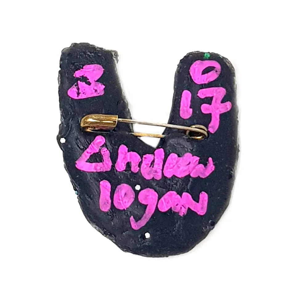 LETTER U - PURPLE, GOLD & SILVER BROOCH