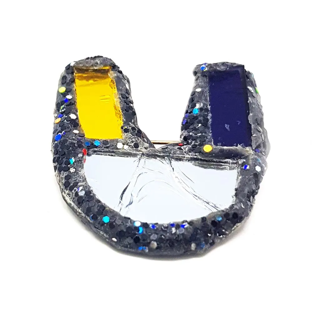 LETTER U - PURPLE, GOLD & SILVER BROOCH