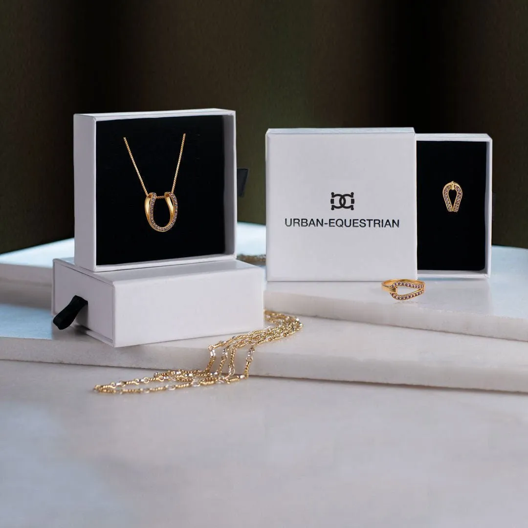 Levade - Horseshoe Moissanite Stone Pendant and Box Chain Sterling Silver Necklace
