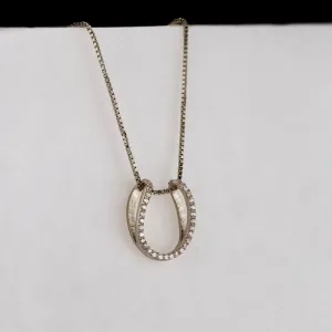 Levade - Horseshoe Moissanite Stone Pendant and Box Chain Sterling Silver Necklace